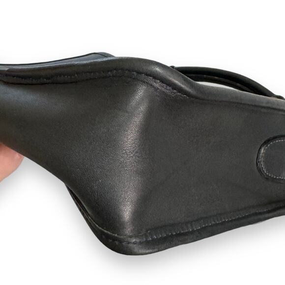 Vintage Dove Navy Blue Medium Unlined Leather Top Handle Cross Body Purse - Picture 14 of 16